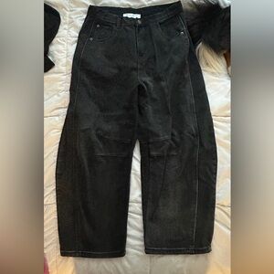 Black Denim barrel leg jeans